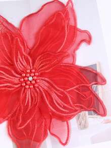 1 Stück/Packung, 10 Farben erhältlich, große Größe Spitze Stickerei mit Perlen 3D Applikation Borte, DIY Bekleidungszubehör, Brautkleid Dekoration, Länge 24cm/9,4 Zoll