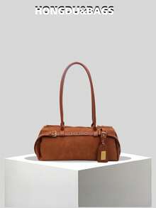 Fashionable New Women's Retro One Shoulder Baguette Bag, Elegant Metal Buckle Strap Decor, Mature High-End Quality, Suitable For Travel, Shopping, Dating, Versatile