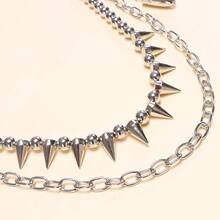 1pc Rivet & Beaded Bullet Pendant Double-Layer Pants Chain, Unique Street Style Waist Chain For Daily Wear