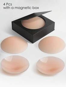 2 对可重复使用的隐形硅胶乳贴，防水粘性乳贴，适用于女士婚纱、露背礼服、摄影 - 米色 - 查看 7