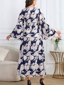 Vestido largo de mujer con estampado floral todo sobre estilo bohemio de manga larga para primavera 2025 Nuevas modas sueltas de otoño Vestidos con cinturón para vacaciones casuales Vestidos largos elegantes para fiesta, playa, graduación y eventos elegantes del Día de San Valentín