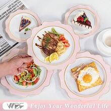 200PCS White And Gold Plastic Plates - Gold Plastic Plates - Include Dinner Dessert Disposable Party Plate - Fancy Disposable Plate WeddingThanksgivingBridal Shower - 粉紅色和金色 + 100 - 查看 5