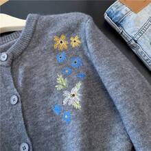French Chic Knitted Cardigan Sweater, Casual Versatile Round Neck Long Sleeve Jacket For Women, Autumn/Winter - Grey - View 4