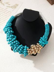 1pc Boho Style Personalized Beaded Necklace, Elegant Design, Versatile Accessory For Women - Multicolor - View 5