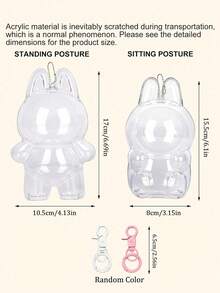 Protective Case For Labubu, Plastic Portable Storage Box For Labubu (Have A Seat) Plush Decorations With Keychain, Dustproof Scratch-Resistant Collector Display Compatible With Sitting/Standing Series