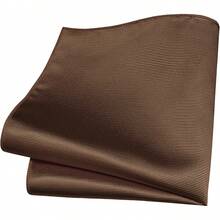 Solid Formal Tie And Pocket Square Plain Necktie Lapel Pin And Set For Men - Brown - View 3
