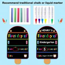 PETCEE - Letrero para el primer día de escuela, reutilizable y borrable, regalo para el primer día para hija, hijo, primer día de preescolar, letrero de pizarrón prekínica para niños y niñas - 1 - Ver 6