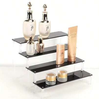 1 Piece Cosmetic Display Stand, Multi-Functional Storage Rack, Transparent Storage Organizer, Suitable For Displaying Figurines, Jewelry, Cosmetics, Perfumes; Ideal For Holiday/Beach Decorations, Bathroom Collections, Bedroom Collections; Large Capacity Design.