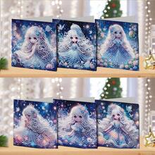 6 buc/set colorat floral, inimă, model drăguț de zână cu diamant pictură DIY mozaic asimetric cu diamant cristal card kit - exprimă dragoste nerostită și sentimente romantice pentru sărbători