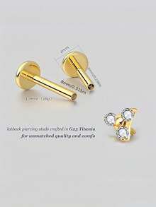 2pcs 16G G23 Titanium Tragus Conch Helix Piercing Jewelry Internally Threaded Flat Back Cartilage Earrings Forward Helix Earrings Medusa Labret Piercing Jewelry For Women Men Gold 6MM 8MM - Lip Stud - View 3