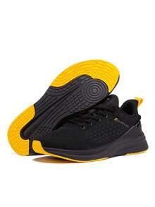 baasploa Men's Sneakers, Fashionable Thick-Sole Casual Sports Shoes, Lightweight Non-Slip Outdoor Running Shoes, Fitness Shoes, Outdoor Hiking Shoes, Brand Sports Shoes, Suitable For All Seasons, Size 41-46 - màu đen - Xem 3