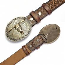 Men's Western Cowboy Belt With Adjustable Longhorn Buckle - Nk1814g+ds052-1zm-nâu - Xem 7