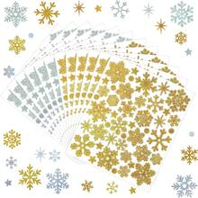 5 folhas de adesivos brilhantes de flocos de neve de inverno, decoração autoadesiva de flocos de neve, adesivos de scrapbook de Natal para envelopes de inverno, decoração de presente, lembrancinhas de festa, cartões