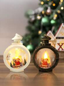 Conjunto de 2 Mini Lanternas de Natal Portáteis para Pendurar, Lanternas de LED Portáteis para Velas, Luminárias de Natal Vintage Pequenas para Decoração Noturna, Presente Brilhante, Luz de Vela Impressa para Janela, Lindos Acessórios de Iluminação para o Natal, Decoração Festiva para Festas, Decoração de Casa, Decoração de Quarto, Decoração de Jardim, Decoração de Fadas para Festas, Decoração de Festivais, Decoração de Natal, Decoração de Ação de Graças, Decoração de Casamento, Decoração de Outono, Decoração de Inverno