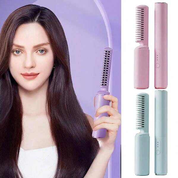 1300mAh Battery Charging Hair Straightener, Portable Negative Ion Hair Straightener, Mini Hair Comb