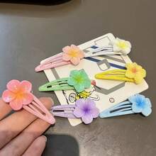 7 piezas Clip de pelo con flor de cerezo de unicolor, clip de flequillo rosa dulce y versátil, clip de pelo trenzado de princesa lindo para niñas, adecuado para viajes diarios, ir al trabajo, reuniones y como regalo de cumpleaños para niñas, pinzas de garra