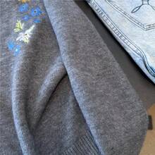 French Chic Knitted Cardigan Sweater, Casual Versatile Round Neck Long Sleeve Jacket For Women, Autumn/Winter - Grey - View 7