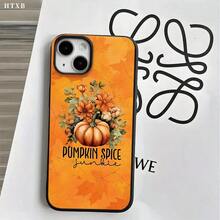 Fundas protectoras para teléfono con diseño de flores de calabaza y orificios grandes, compatibles con phone 17, 16 Pro Max, 16, 15 Pro, 14, 14 Plus/14 Pro Max, 13, 13 Pro, 12 Pro, 11/11 Pro. Perfectas como regalo de Halloween y Acción de Gracias para amigos y familiares. Regalos de temporada, diseño estampado, funda elegante, material duradero, brillo, diseño con orificios grandes, ideales para compras y para quienes buscan regalos navideños. - Negro - Ver 7