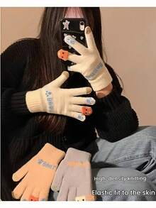 1 paire de gants sans doigts épais en tricot mignon et multicolore. Gants polyvalents et décontractés pour femmes, compatibles avec les écrans tactiles, parfaits pour les trajets quotidiens, le cyclisme en extérieur, les courses, les anniversaires, Noël, les fêtes. Chauds et coupe-vent, gants d'hiver parfaits pour femmes. - Multicolore - Voir 8