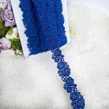 1 yarda de encaje bordado con flores de rosa de colores mixtos, encaje hidrosoluble para accesorios, ropa, decoración del cheongsam - Multicolor - Ver 28