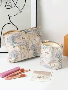 1 Set Large Capacity Light Blue Embossed Floral Print Makeup Bag With Zipper, Includes Skincare Pouch, Tampon Holder, Lipstick Case, Wallet And Storage Bag. This Multi-Functional Organizer Bag Is Suitable For Storing Cosmetics, School Supplies, Home Essentials, Holiday Must-Haves And Dorm Items. Makeup Bag, Gift For Her, Christmas Gift, Women Gift Idea - Baby Blue - View 4