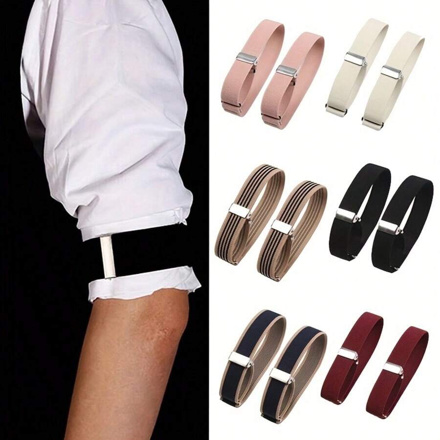 1pair Elastic Armband Shirt Sleeve Clip, Fashion Adjustable Armband, Party Wedding Clothing Accessories For Men And Women, Ideal Choice For Gifts Gifts For Men