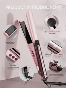 Prancha alisadora de cabelo de 1 polegada com placas flutuantes 3D de cerâmica, chapinha e modelador de cachos 2 em 1 com 15 temperaturas para todos os tipos de cabelo, chapinha com visor LCD, bivolt, desligamento automático, presente de Natal para mulheres.