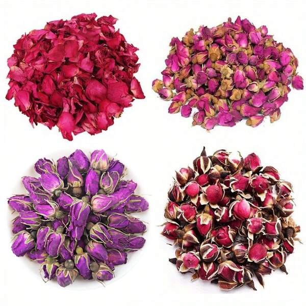 1 Pack (30g) Natural Pingyin Rose Purple & Red Flower Buds, Dried Natural Flowers - Suitable For Festival, Birthday Party, Home Decor, Fragrance Sachet Filler