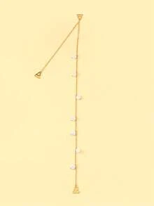 1pc Adjustable Pearl Shoulder Chain, Fashionable Faux Pearl Sexy Body Chain