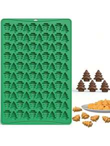1 pieza, Molde de silicona con forma de árbol de Navidad, color verde, para hornear chocolate, caramelos, cubitos de hielo, postres caseros, para Navidad, fiestas festivas, hornear en casa. - Multicolor - Ver 12