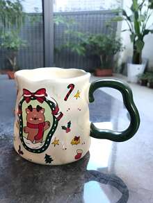 Ceramic Mug With Handle - Funny Christmas Coffee Cup, Gingerbread, Snowman, Candy Cane, Tree, Heart & Snowflake Patterns - Dishwasher - Red, Green, Golden, White - Ideal Christmas, Birthday, Valentine's Gift - Hand-Painted Look - Reusable Holiday Cup For Coffee, Tea, Hot Chocolate - Perfect For Home, Office, Or Party Decorations - Festive Design - Multicolor - View 4