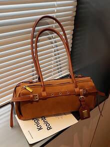 Fashionable New Women's Retro One Shoulder Baguette Bag, Elegant Metal Buckle Strap Decor, Mature High-End Quality, Suitable For Travel, Shopping, Dating, Versatile