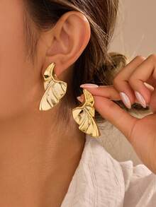 6/12pcs Fashion New ABS Plastic 5-Petal Flower, Bowknot, Multi-Shape Earring & Stud Set, Suitable For Women Daily Wear - Gold - View 4