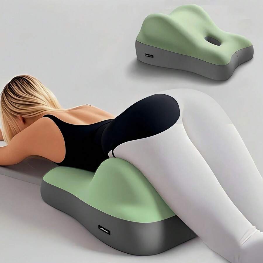 Memory Foam Neck Pillow, Soft And Comfortable Neck Support Pillow,Removable Zip Pillow Core, Ergonomically Designed For Side Sleepers, Back Sleepers, Back Sleepers, Sleep Pillow,Forhead Board,Car Seat Cushion,Back Pillow,Reading Pillow - 綠色 - 查看 1