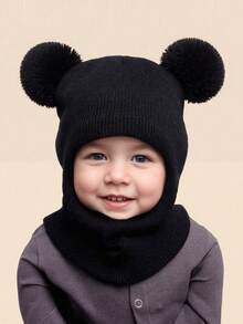 儿童护耳帽配围巾，男女童保暖针织冬帽 - 針織帽 - 查看 11
