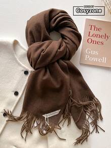 1pc Solid Women Scarf, Versatile High-Quality Faux Cashmere Solid Color Warm Tassel Scarf, Fashion Soft Shawl For Women, Suitable For Decoration And Keeping Warm Around Neck In Winter