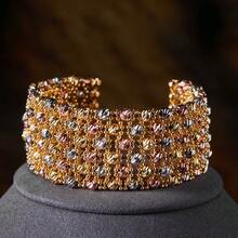 Set de 2 piezas de pulsera y anillo de cadena de cuentas tejida a mano con múltiples filas, cuentas de cobre, elástico, versátil, regalo para mujer