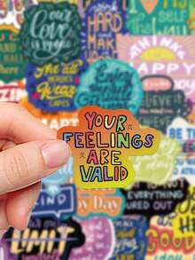 50 piezas Serie de pegatinas con citas inspiradoras - Pegatinas de vinilo resistentes al agua con texto motivador y diseño estético para botellas de agua, portátiles y libros, fáciles de aplicar, removibles y duraderas