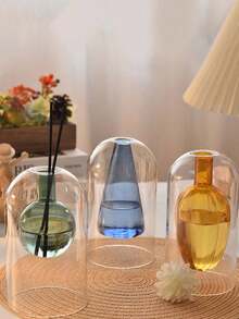 Ins Style Glass Aromatherapy Bottle Diffuser Bottle Indoor Clear Fireless Aromatherapy, Aromatherapy Bottle Indoor Room Bedroom Fragrance Ornament, Glass Diffuser Bottle , Reusable, Fireless, Great For, Home Decor, Personal Care Accessories, Empty Vases, Perfume, Essential Oils, Etc. (No Stick) - Multicolor - View 2