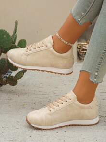 Giày thể thao thời trang thường ngày dành cho nữ, giày chạy bộ nhẹ và thoải mái - Màu be - Xem 9