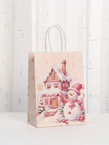 8pcs Christmas Gift Bags, Bulk Pink Paper Bags With Handle Birthday Bags, Paper Present Bag For Party Birthday Wrapping Xmas Holiday Presents, Room Decor, Home Decor, Offices Decor, Theme Party Decor, Christmas Decor, Christmas Gift Bags Christmas Decorations Winter