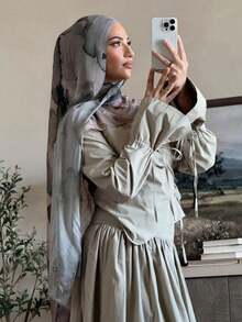 1 件女士波西米亚水彩印花头巾，穆斯林轻质围巾披肩，适合日常穿着