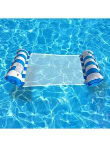 1pc Inflatable Single Person Floating Lounge Chair With Armrests, Relaxing Water Hammock With Cup Holder, Suitable For Water Fun & Pool Parties