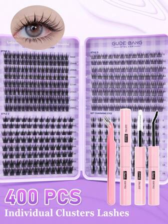 400 delar, kit för lösögonfransförlängning, fristående kit för lösögonfransar, D-böjda kit för lösögonfransar, inkluderar lim och tätningsmedel, samt verktyg för applicering av lösögonfransar. Gör-det-själv-kit för lösögonfransförlängning, lämplig för daglig användning, fester, resor eller som present till familj och vänner. Kit för lösögonfransar, lösögonfransar, ögonfransar, lösögonfransar.