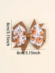 2pcs Capybara Print Hair Bows For Girls Cute Capybara Bow Hair Clips Brown Grosgrain Ribbon Bow Hairpins Holiday Birthday Party Headpiece Baby Hair Accessories