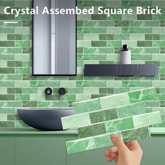 10片/20片/30片装自粘可移除PVC厨房贴纸，2D平面混色不对称砖纹墙贴，壁纸，瓷砖贴纸，墙面装饰贴纸，适用于厨房、客厅、浴室、卧室等家居装饰墙纸、房间装饰、卧室装饰