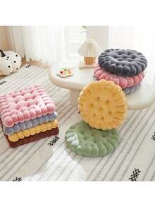 1个饼干形冥想垫，情人节装饰靠垫，圆形饼干造型，方形落地靠垫，适用于客厅、阳台、办公室和瑜伽练习。 - 彩色 - 查看 5