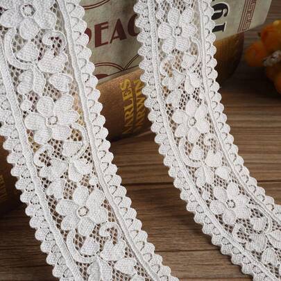 Encaje floral francés sedoso premium - 5 cm de ancho, 10/5/1 yarda, adecuado para proyectos DIY, envoltura de regalos, hacer lazos y decoraciones de boda, decoración francesa, tocados, adornos de ropa, suministros de costura para velos de boda DIY