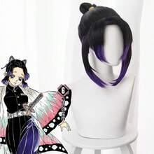 Anime Cosplay Wig, Long And Short Synthetic Hair, Suitable For Halloween Costume Parties, With Free Wig Cap - Màu tím ombre - Xem 2