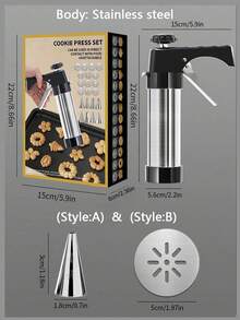 1set Biscuit Gun Squeeze Biscuit Maker Cream Laminating Gun Laminating Nozzle Soluble Beans Baking Tools Home Set Moulds - Multicolor - View 7